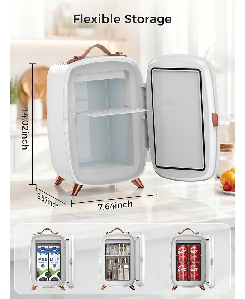 Cowsar 6L Mini Fridge with Led Mirror for Cosmetics