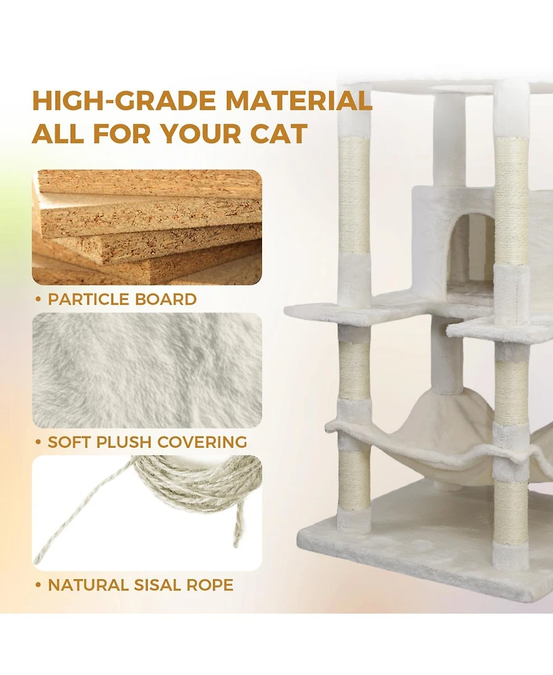 Streamdale Furniture 78'' Cat Tree Tower with Large Condo Sisal Scratching Post and Hammock