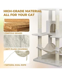 Streamdale Furniture 78'' Cat Tree Tower with Large Condo Sisal Scratching Post and Hammock