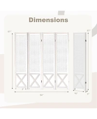 Slickblue 4-Panel Folding Room Divider with Pegboard Design