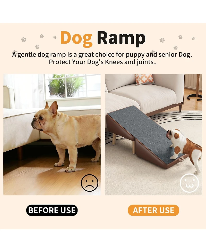 Streamdale Furniture Foldable 2-in-1 Wooden Pet Stairs for Small Dogs and Cats