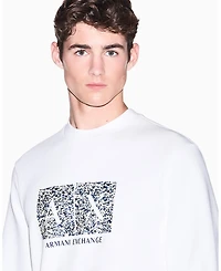 A|X Armani Exchange Men's Long Sleeve All-Over Logo Bonded Cotton Crewneck Sweatshirt