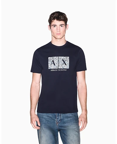 A|X Armani Exchange Men's Short Sleeve Boxed All-Over Logo Slim Fit T-Shirt