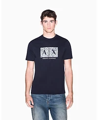 A|X Armani Exchange Men's Short Sleeve Boxed All-Over Logo Slim Fit T-Shirt