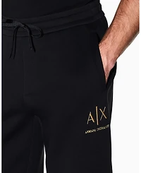 A|X Armani Exchange Men's Black And Gold Bonded Cotton Jogger