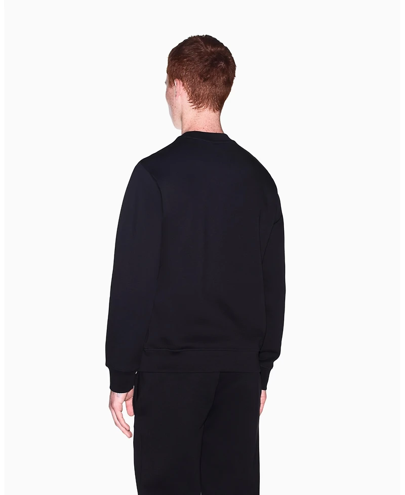 A|X Armani Exchange Men's Black And Gold Bonded Cotton Crewneck Sweatshirt