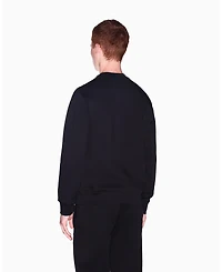 A|X Armani Exchange Men's Black And Gold Bonded Cotton Crewneck Sweatshirt