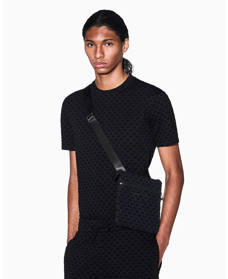 A|X Armani Exchange Men's Flocked Flat Crossbody