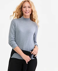 Style & Co Petite Mock-Neck Cotton Long-Sleeve T-Shirt, Created for Macy's