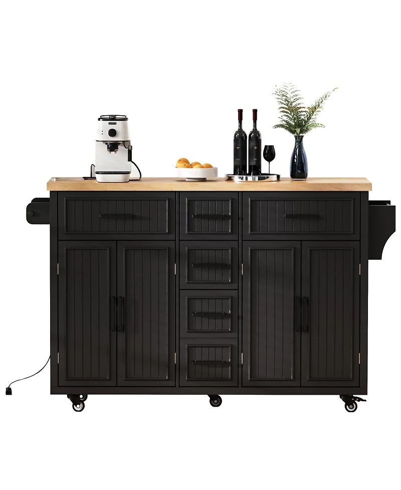 Streamdale Furniture 56.5'' Drop Leaf Kitchen Island with Power Outlet and Storage
