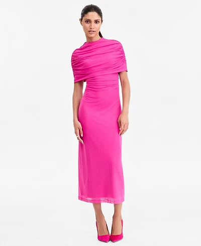 Lapointe X Macy's Women's Mock-Neck Midi Ruched Wrap Dress, Exclusive