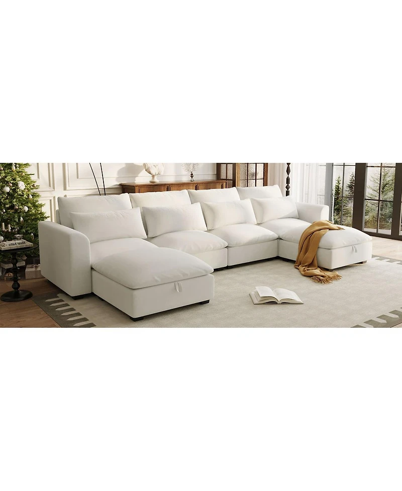 Streamdale Furniture U-Shaped Modular Corner Sofa with Two Ottomans