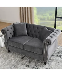Streamdale Velvet Chesterfield 2-Seater Sofa with Tufted Rolled Arms