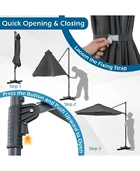 Gouun 10 Feet Patio Cantilever Umbrella with Foot Pedal and Air Vent