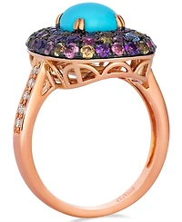 Le Vian Robin's Egg Blue Turquoise Cushion Cut, Multi-Gemstone (2.46 ct. t.w.) & Nude Diamond (1/6 ct. t.w.) Ring in 14k Strawberry Gold