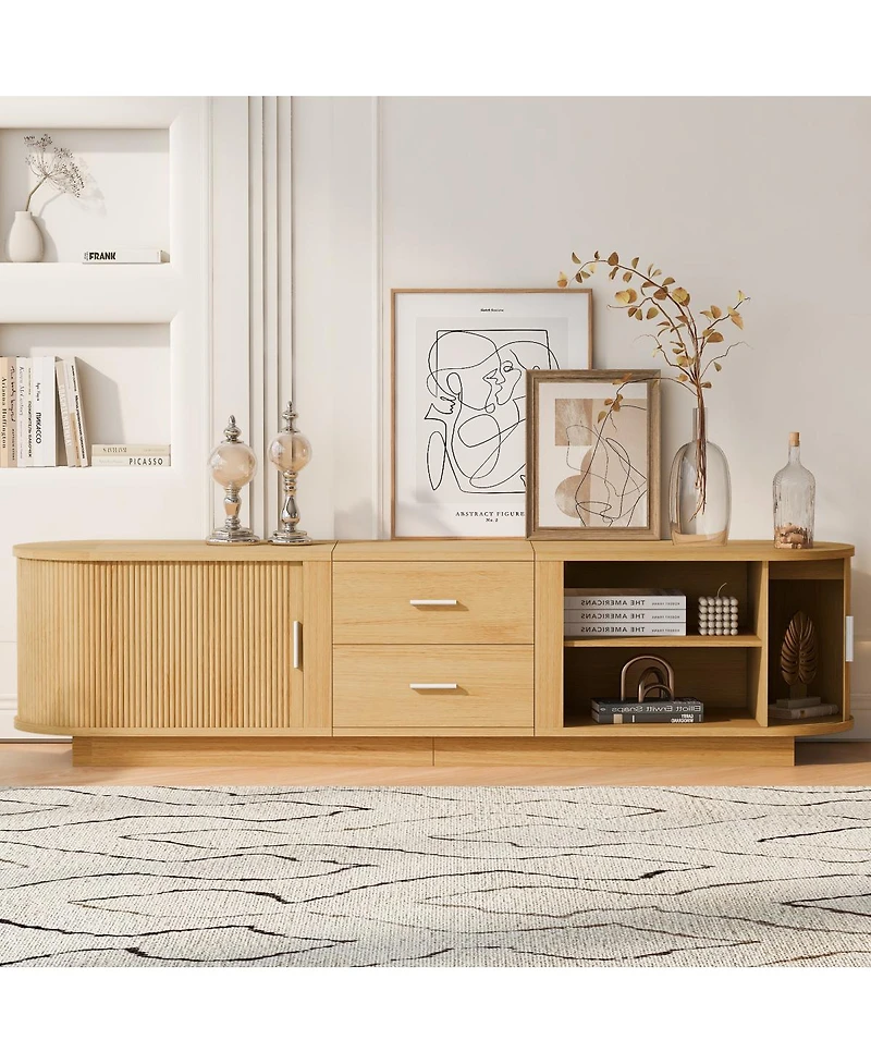 Streamdale Furniture Modern Tv Stand with Hidden Storage and Rounded Corners for 65''-70'' TVs