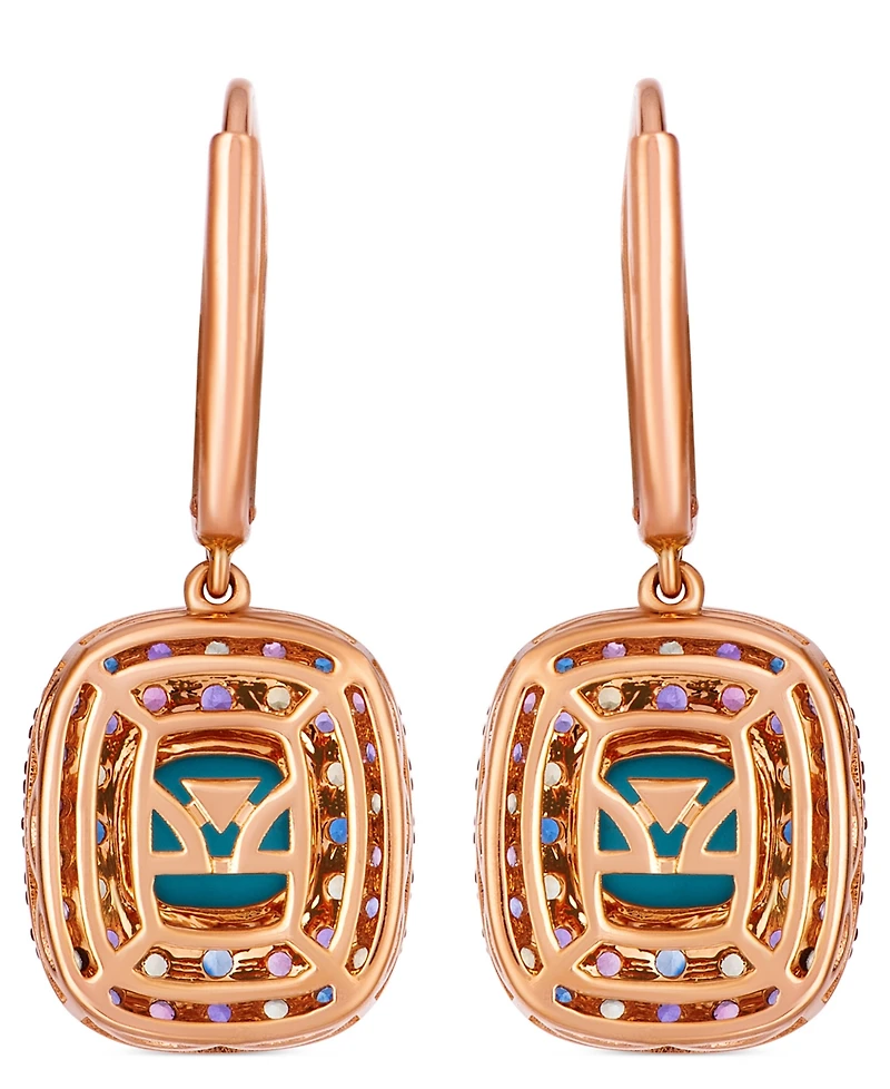 Le Vian Robin's Egg Blue Turquoise Cushion Cut, Multi-Gemstone (2-7/8 ct. t.w.) & Nude Diamond (1-1/10 ct. t.w.) Drop Earrings in 14k Strawberry Gold