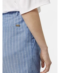Scotch & Soda Women's and High Rise Linen Printed Shorts, Blue White Pin Stripe, XLarge