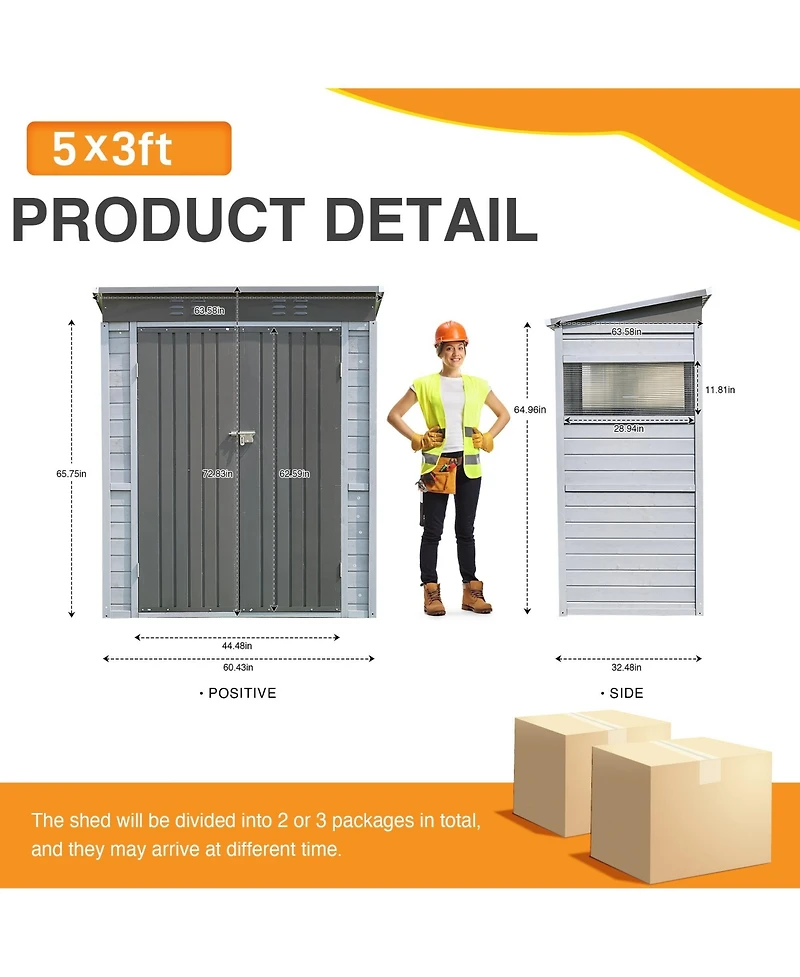 Clihome Iron-Wood Outdoor Tool Shed Waterproof Storage Shed