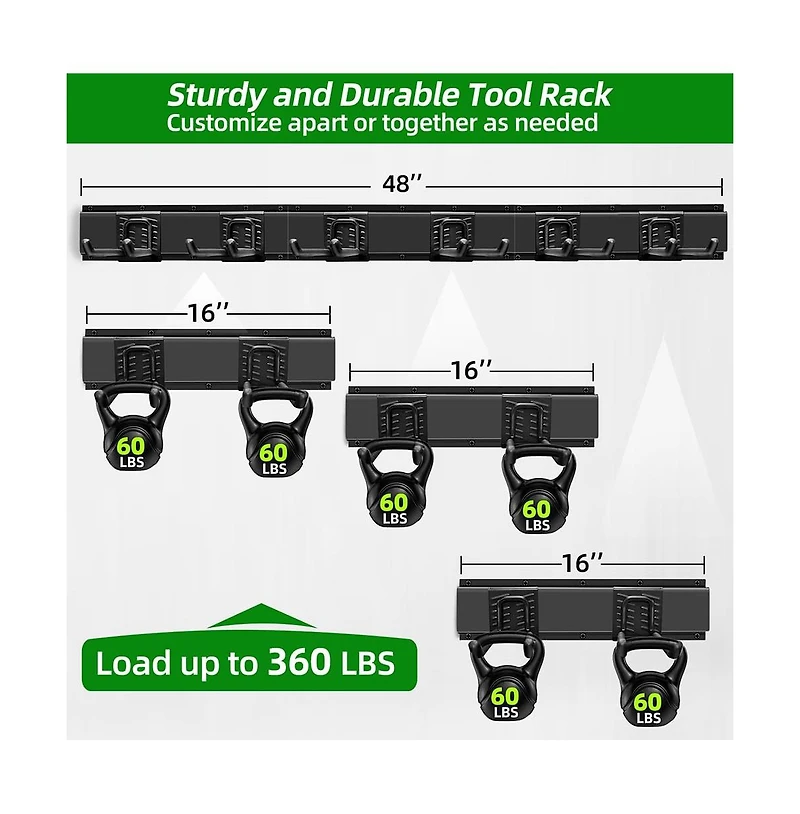 Xdovet Wall Organizer Rails Hooks Tool Holder Garden Rack