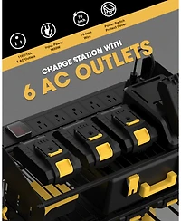 Xdovet Power Tool Charging Station Wall Mount Organizer Drill Rack Holder 6AC Outlets Metal Panels