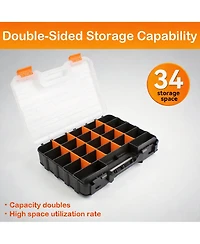 Xdovet Plastic Tool Box Double Side Organizer Small Parts Hardware Removable Dividers