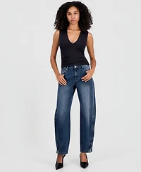 Bar Iii Women's High-Rise Barrel Jeans, Macy's Exclusive