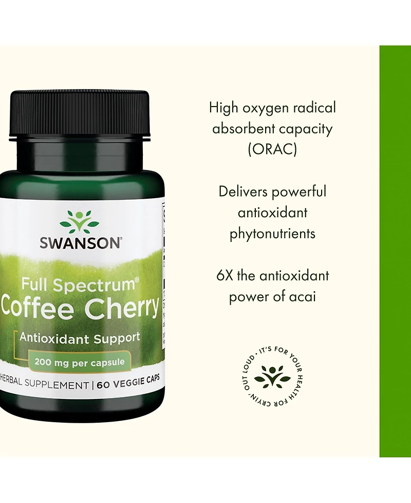 Swanson Full Spectrum Coffee Cherry Immune Support and Phytonutrients, Overall Wellness, 60 Veggie Capsules