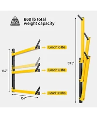 Xdovet Lumber Storage Rack Wall Mounted Metal Folding 3-Level Heavy Duty