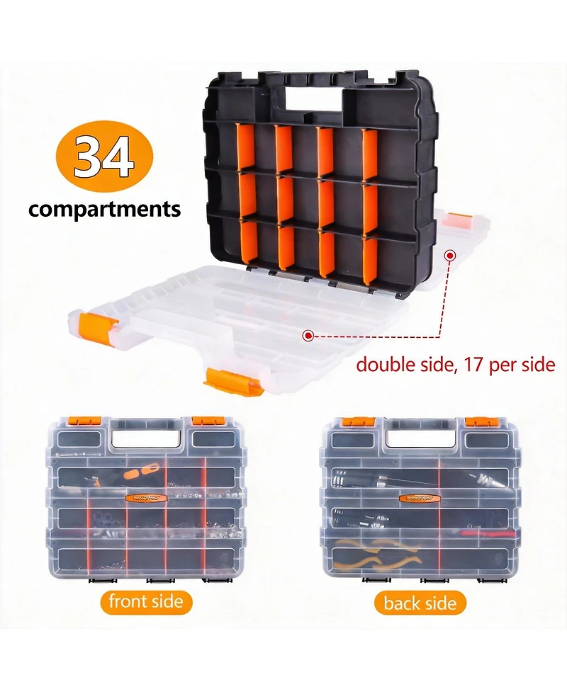 Xdovet Hardware Organizer Box Adjustable Compartments Removable Dividers Double Side