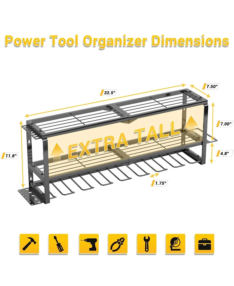 Xdovet Power Tool Organizer Wall Mount Metal Drill Holder Rack