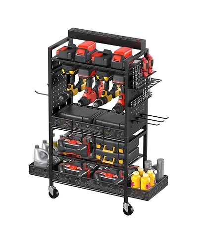 Xdovet Tools Organizer Cart Charging Station Rolling Drill Storage Rack