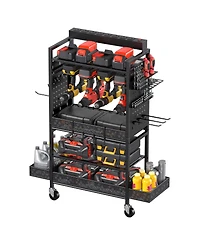 Xdovet Tools Organizer Cart Charging Station Rolling Drill Storage Rack