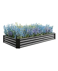 Streamdale Furniture 2Piece 8x4x1ft Metal Raised Rectangle Garden Planter Beds