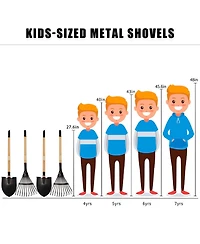 Xdovet Rake Shovel Set Metal Head Wooden Handle Garden Tools Kids Gift