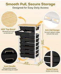 Xdovet Rolling Stordrawer Cart 8-Drawer Anti-fall Lockable Wheels