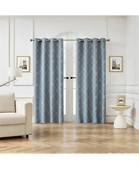Sun Zero Adria Trellis Embroidered 100percentage Blackout Grommet Curtain Panel