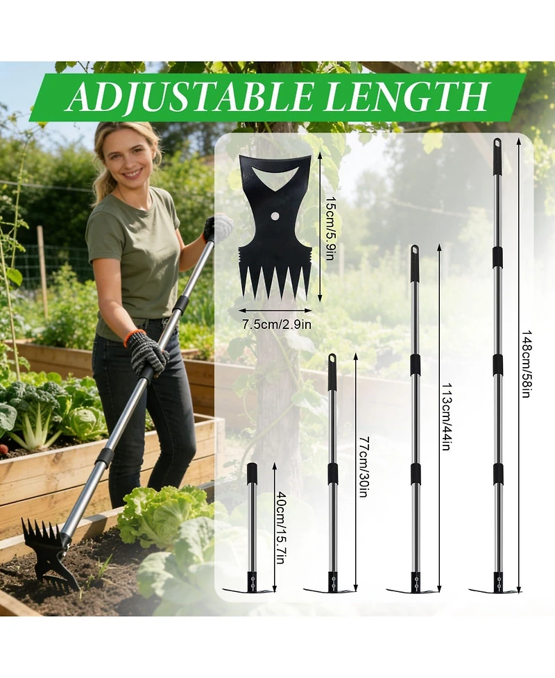 Xdovet Weed Puller Long Handle Garden Hoe Rake Tool