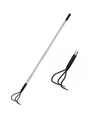 Xdovet 3-Tine Long Handle Garden Tiller Cultivator Adjustable for Soil Loosening Weeding Fertilizing
