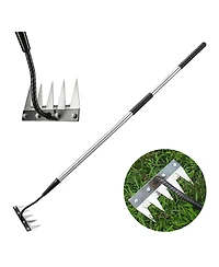 Xdovet Garden Hand Rake Carbon Steel 5 Teeth Weeding Leaf Removal