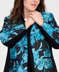 Kasper Plus Collarless Tipped Jacquard Jacket
