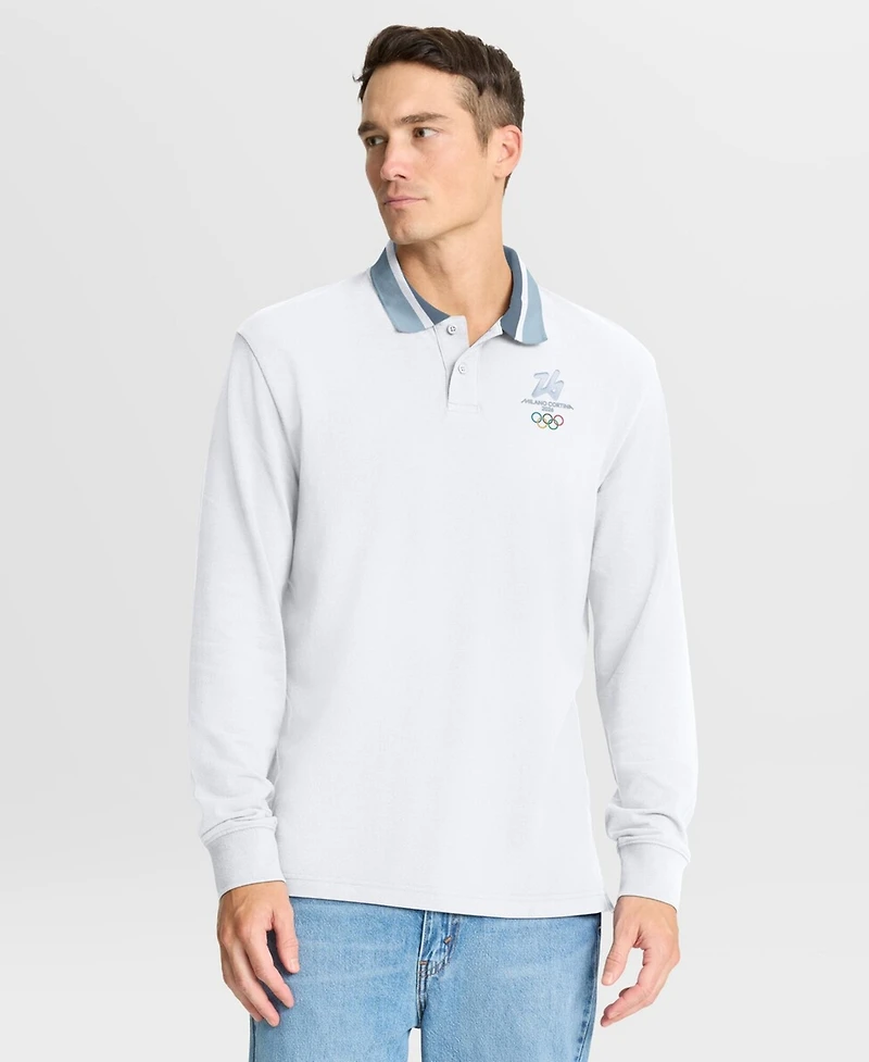 Fanatics Men's White Milano Cortina 2026 Winter Olympics Tipped Long Sleeve Polo Shirt
