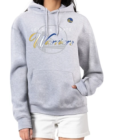 G-iii 4Her by Carl Banks Women's Gray Golden State Warriors Shadow Logo Tri-Blend Fleece Hoodie