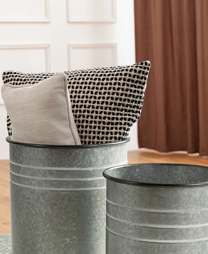 Glitzhome Modern Metal Storage Accent Table or Stool, Set of 2