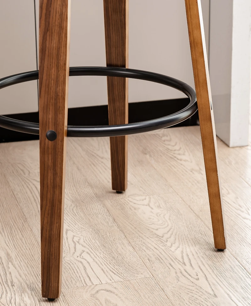 Glitzhome Mid-Century Modern Fabric Swivel Bar Stool, Set of 2