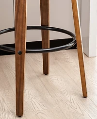 Glitzhome Mid-Century Modern Fabric Swivel Bar Stool, Set of 2