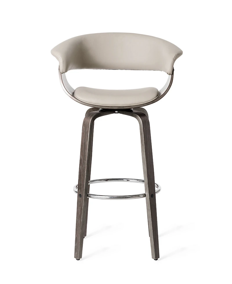 Glitzhome Mid-century Modern Leatherette Swivel Bar Stool, Set of 2