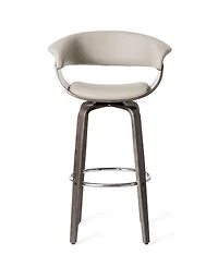 Glitzhome Mid-century Modern Leatherette Swivel Bar Stool, Set of 2