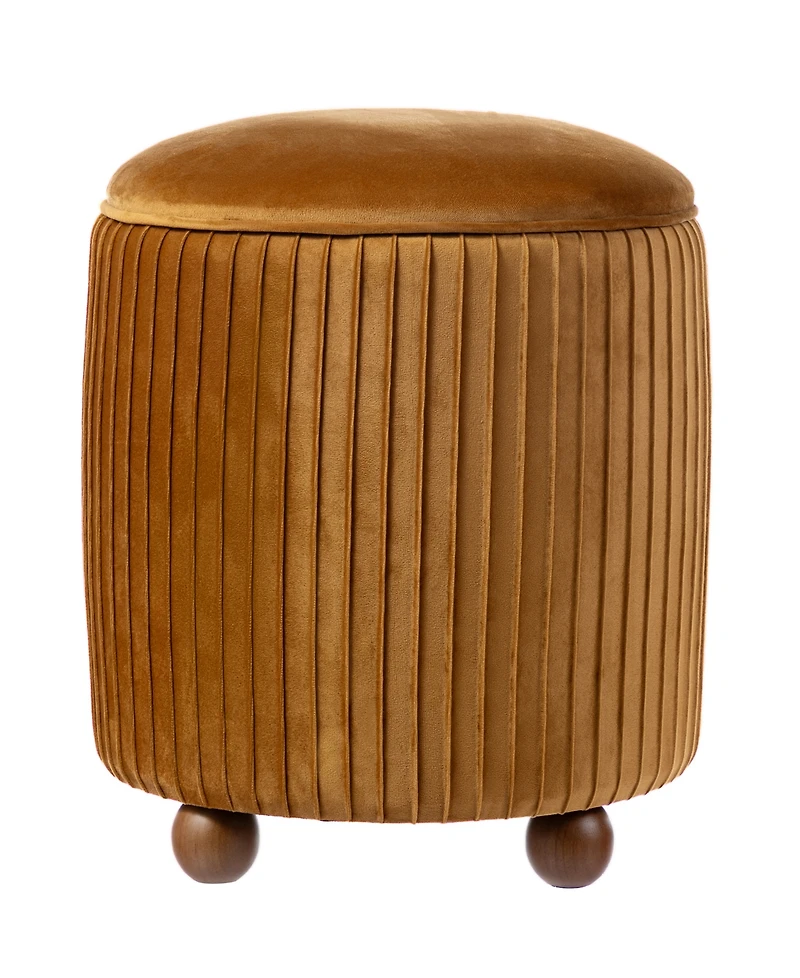 Glitzhome Modern 19" Pleated Velvet Upholstered Storage Ottoman or Accent Stool