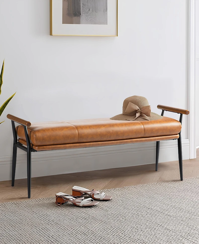 Glitzhome Modern 20.5" Metal Upholstered Bench
